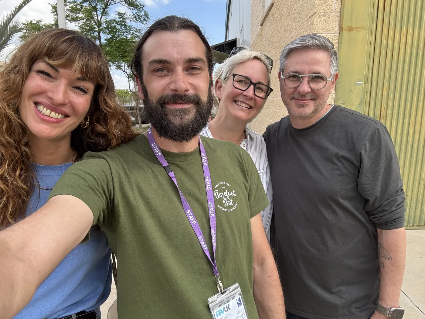 Dan with Dee Libine and Rey from the Stupid Shoes documentary, and Victoria from Sambas the Bambas